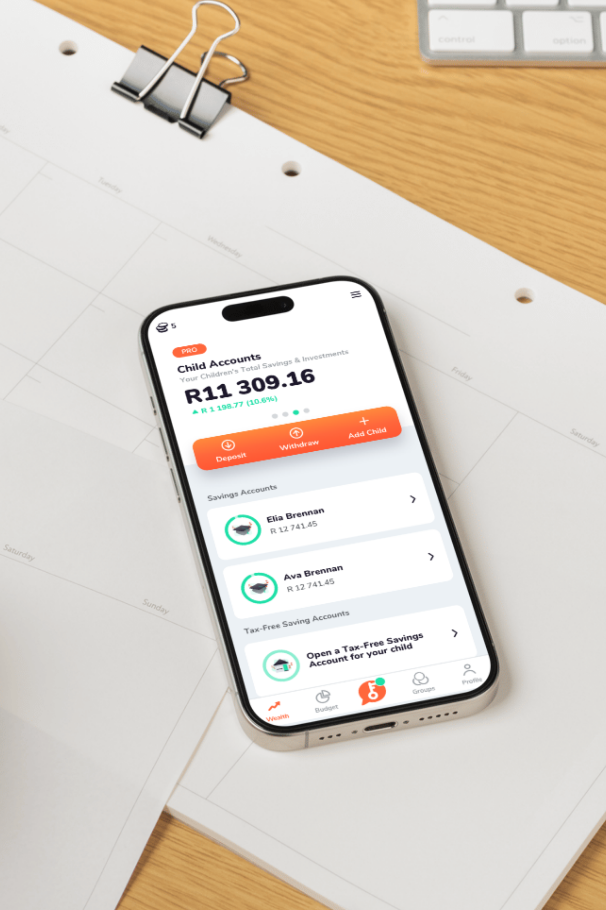 Franc child dashboard showing progress