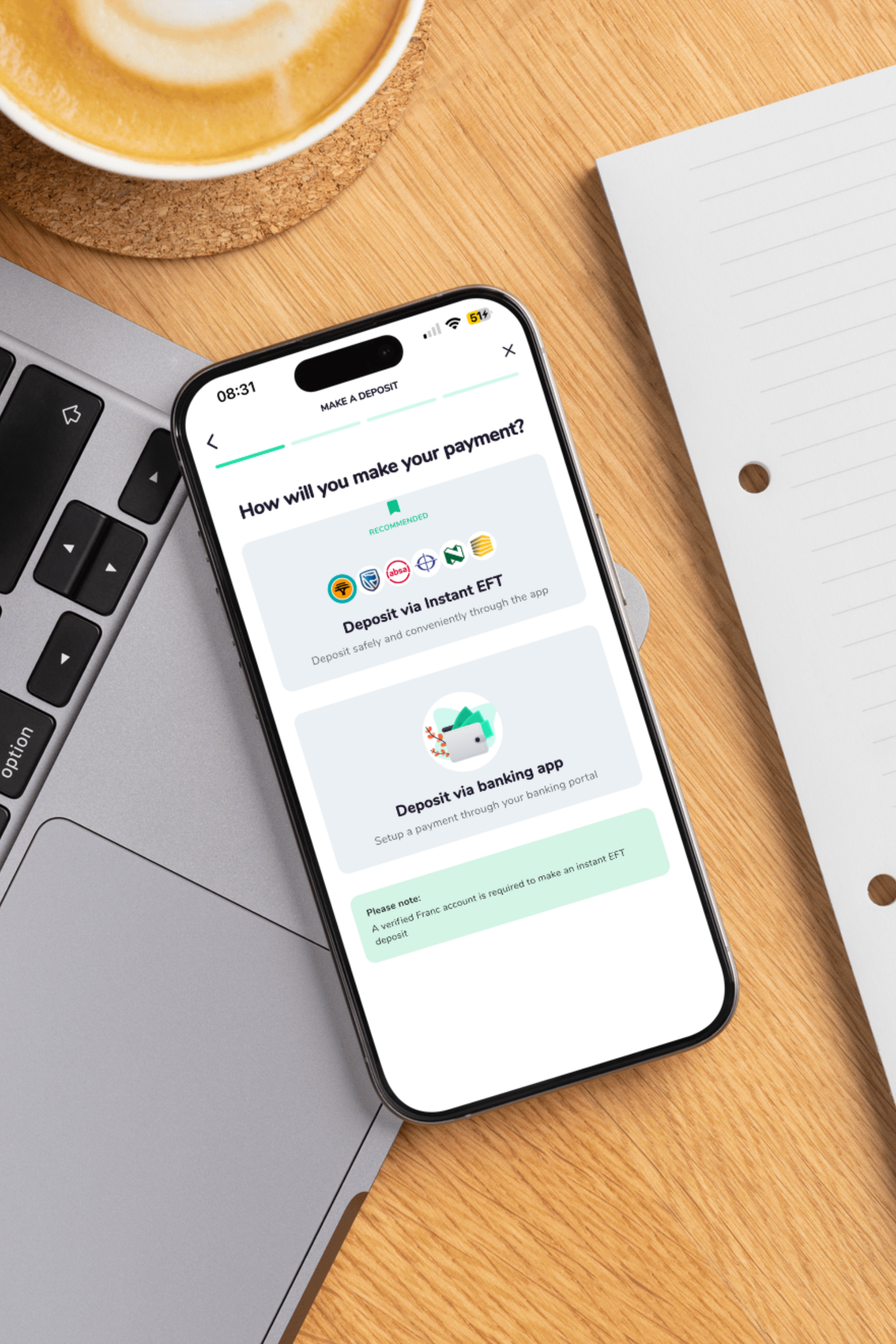 Depositing money into Franc account