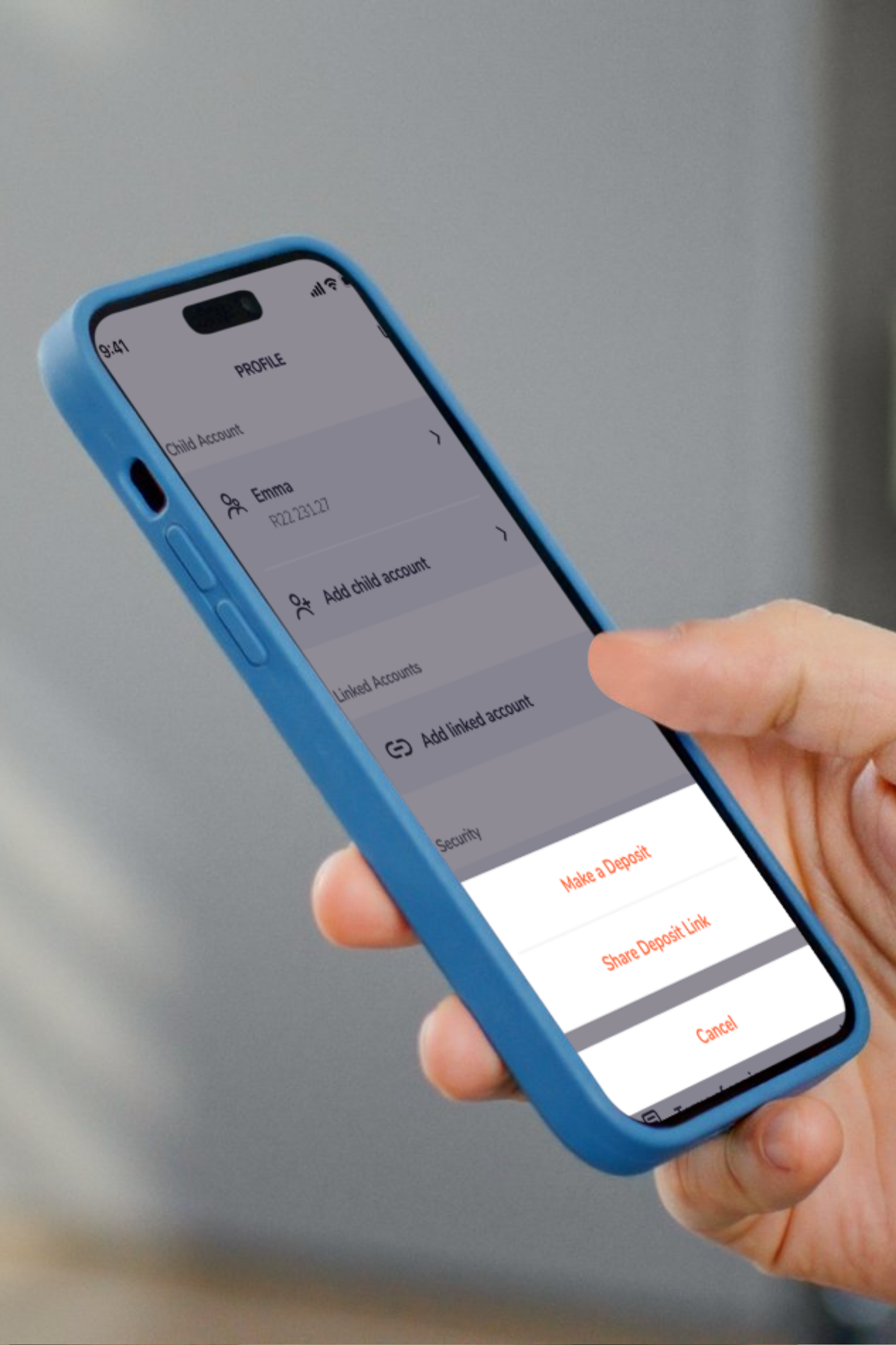 Family contributing to a child savings goal